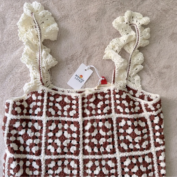 NWT Marine Layer Archive Cora Crochet Tank Top Brown/Cream Size M - Picture 9 of 11